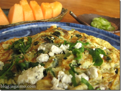 Spring frittata with ramps, early morels and blanched rapini